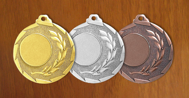 medal 50mm na wklejk 25mm, brzowy puchary statuetki medale